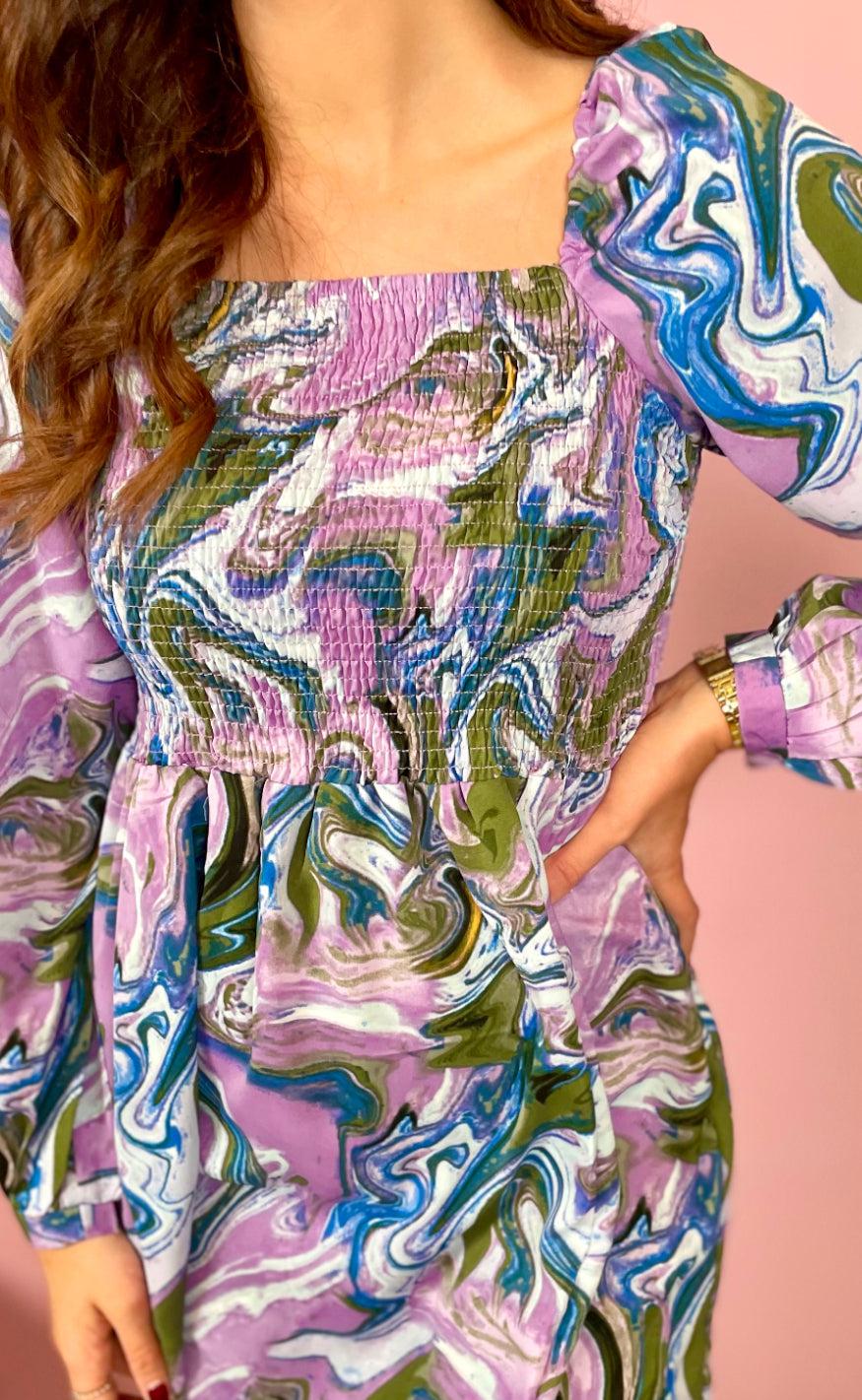Liberte Kjole - Gro - Army Lavender Marble