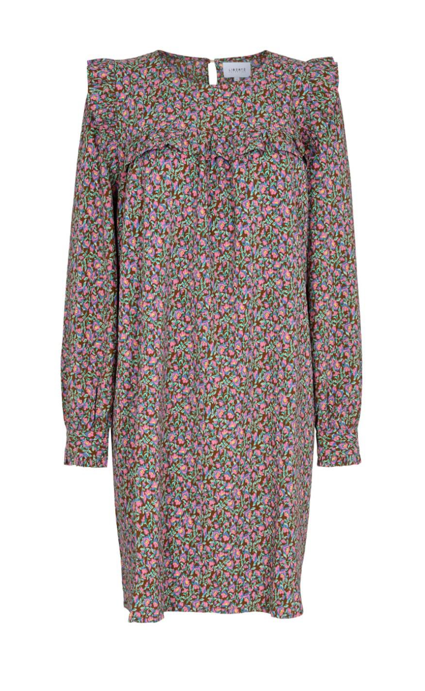 Liberte Kjole - Heather - Pink Brown Flower