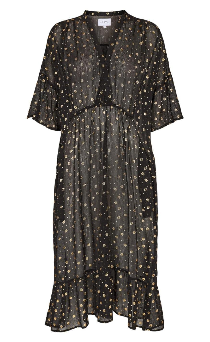 Liberte Kjole - Karoline - Black Gold Flower