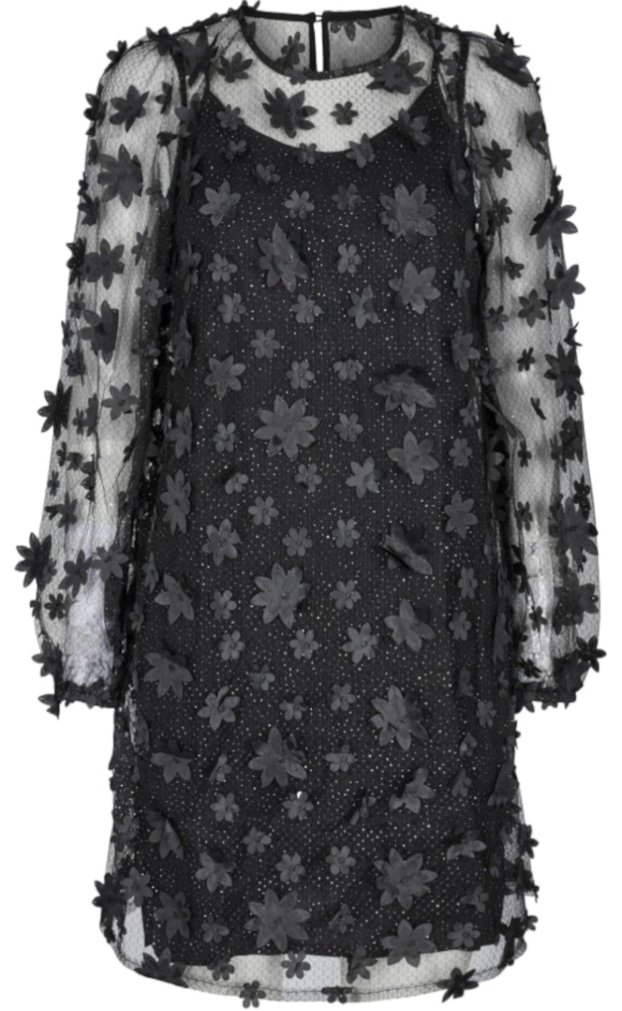 Liberte Kjole - Lamilla - Black Glitter Flower