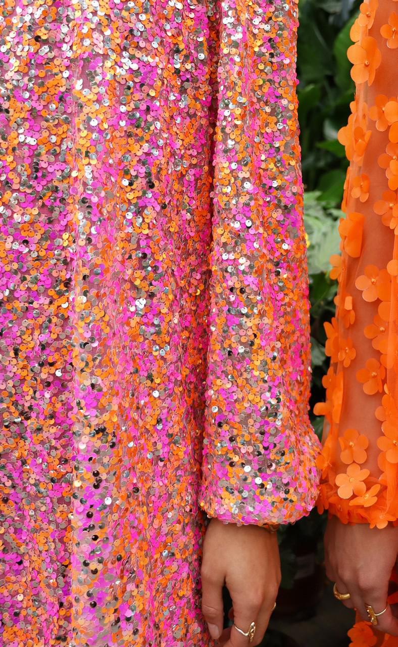 Liberte Kjole - Lamilla - Pink Orange Sequins