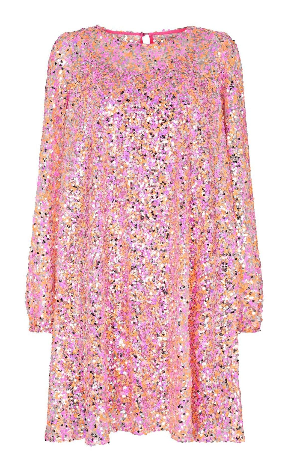 Liberte Kjole - Lamilla - Pink Orange Sequins
