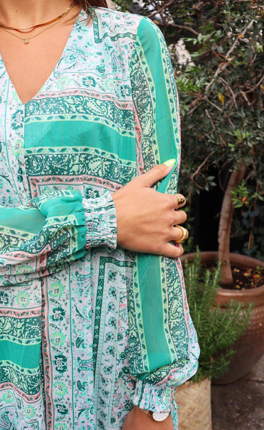 Liberte Kjole - Martine - Green Paisley