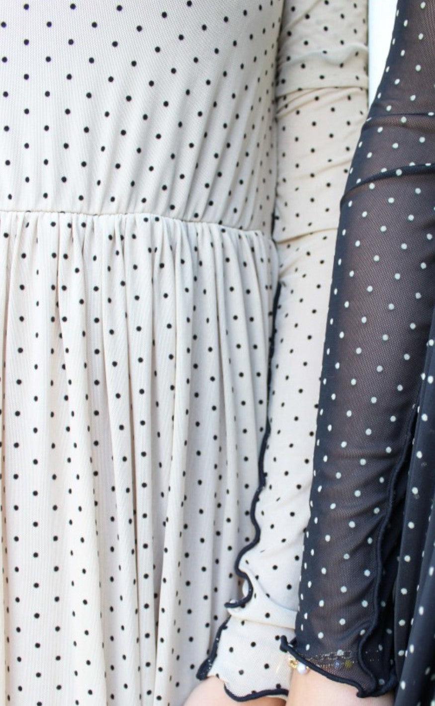 Liberte Kjole - Mesh - Nude Black Dot