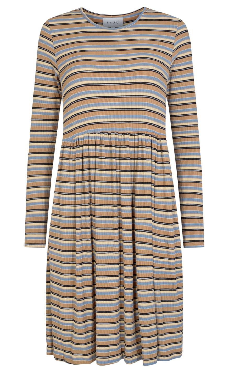 Liberte Kjole - Talia - Blue Sand Black Stripe
