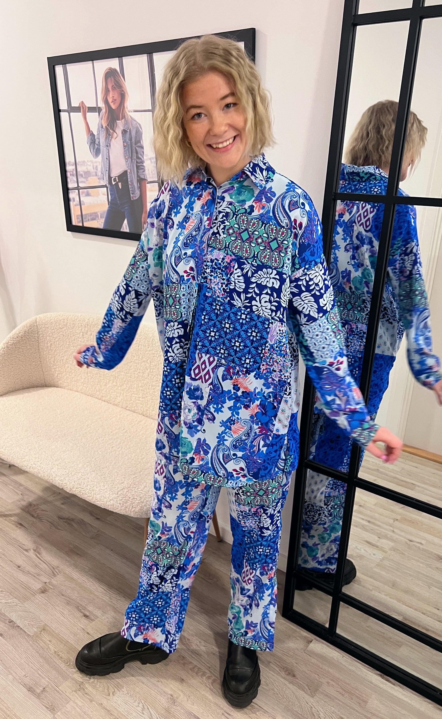 Liberte Skjorte - Neda - Blue Patchwork