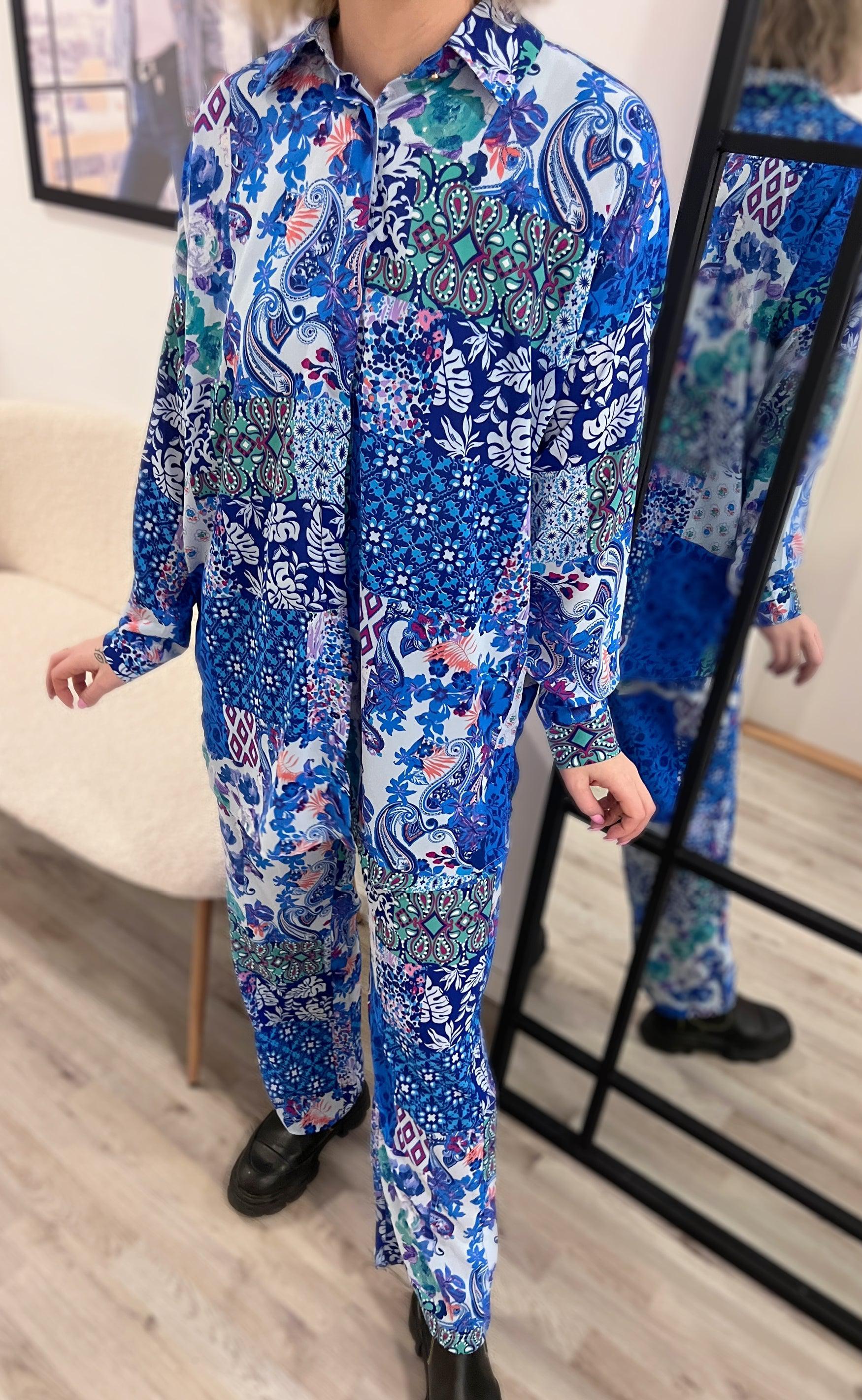 Liberte Skjorte - Neda - Blue Patchwork