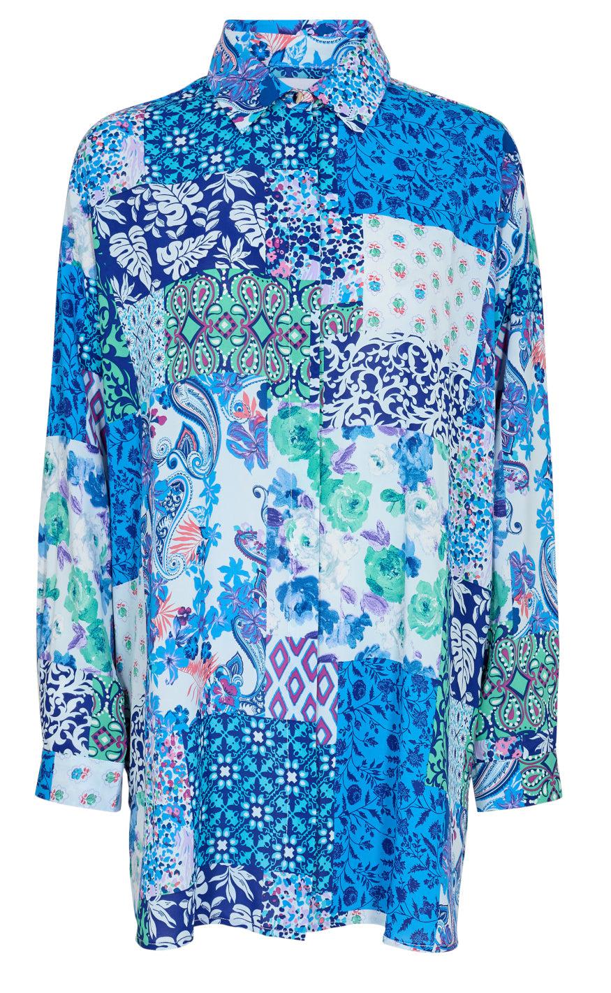 Liberte Skjorte - Neda - Blue Patchwork