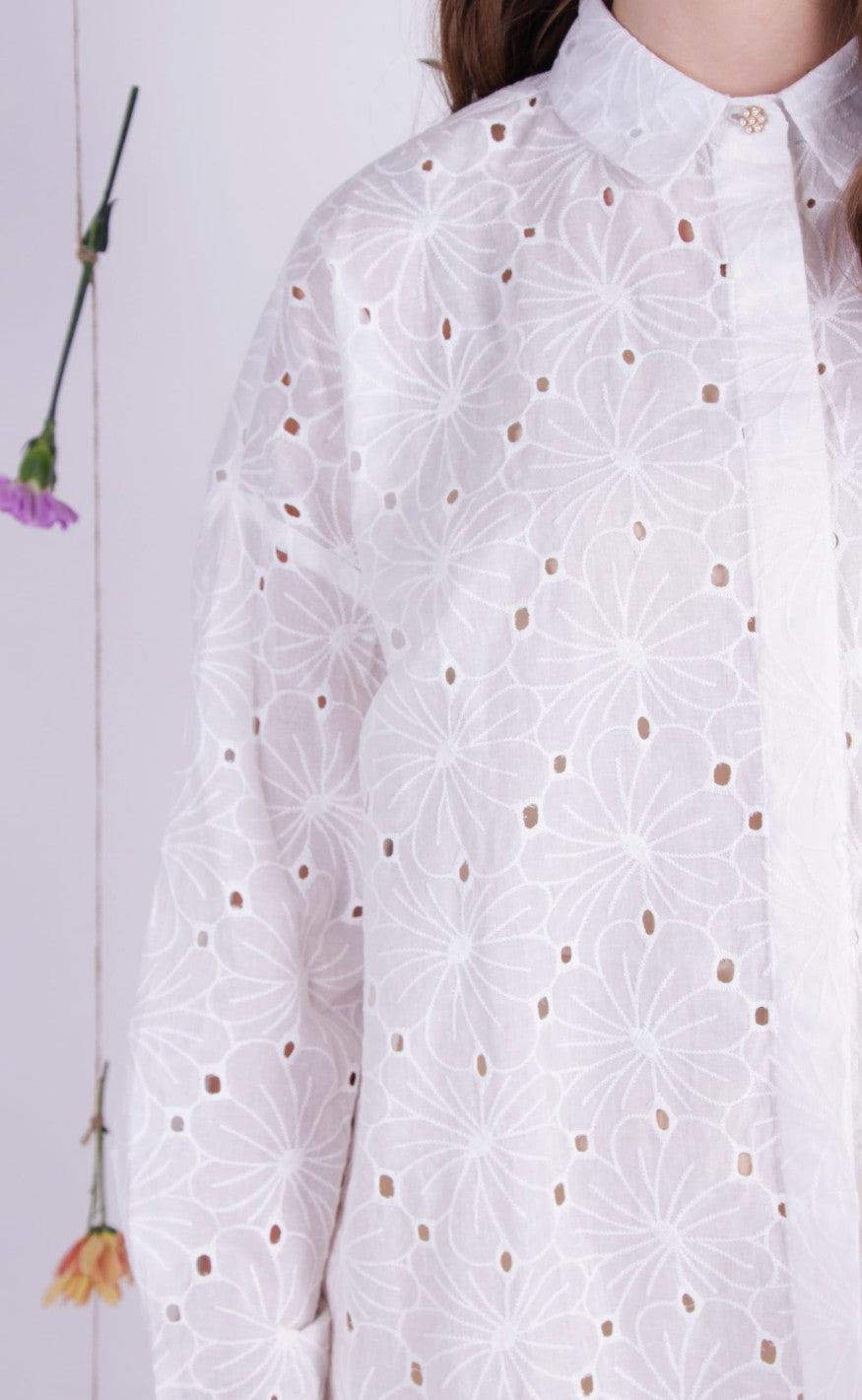 Liberte Skjorte - Susan - White Broidery Anglaise