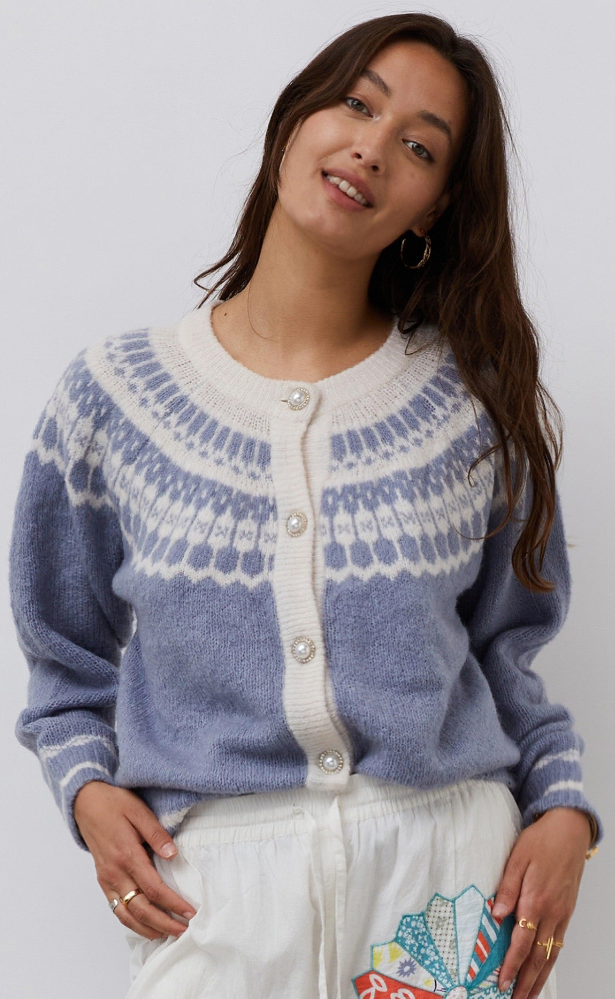 Lollys Laundry Cardigan - Nova - Dusty Blue