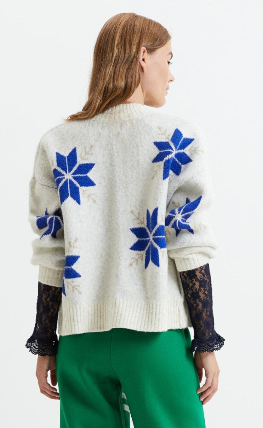 Lollys Laundry Cardigan - Paisley - Neon Blue