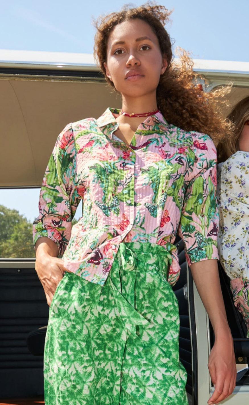 Lollys Laundry Skjorte - Bono - Pink Flower Print 1