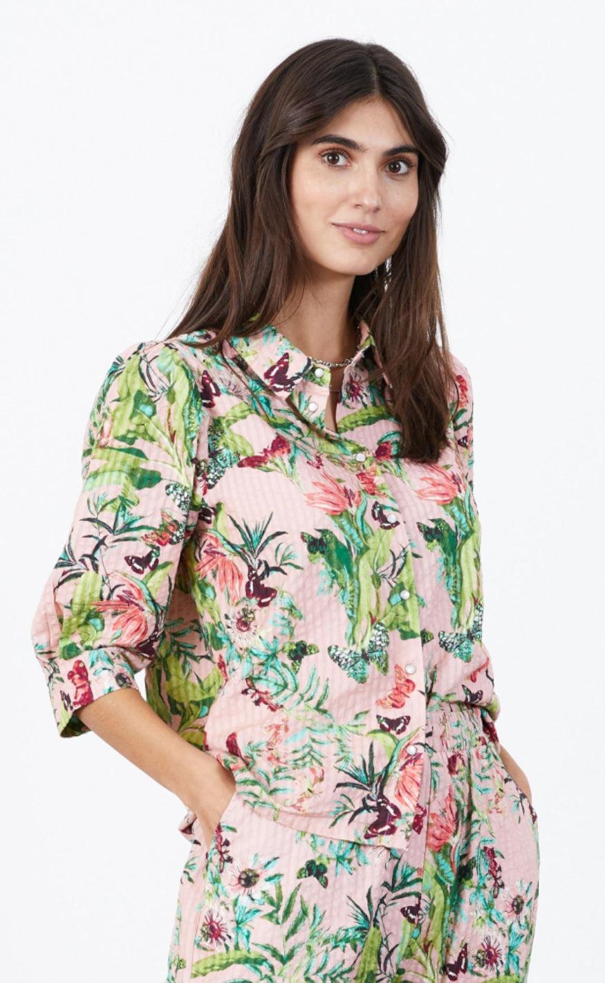 Lollys Laundry Skjorte - Bono - Pink Flower Print 1