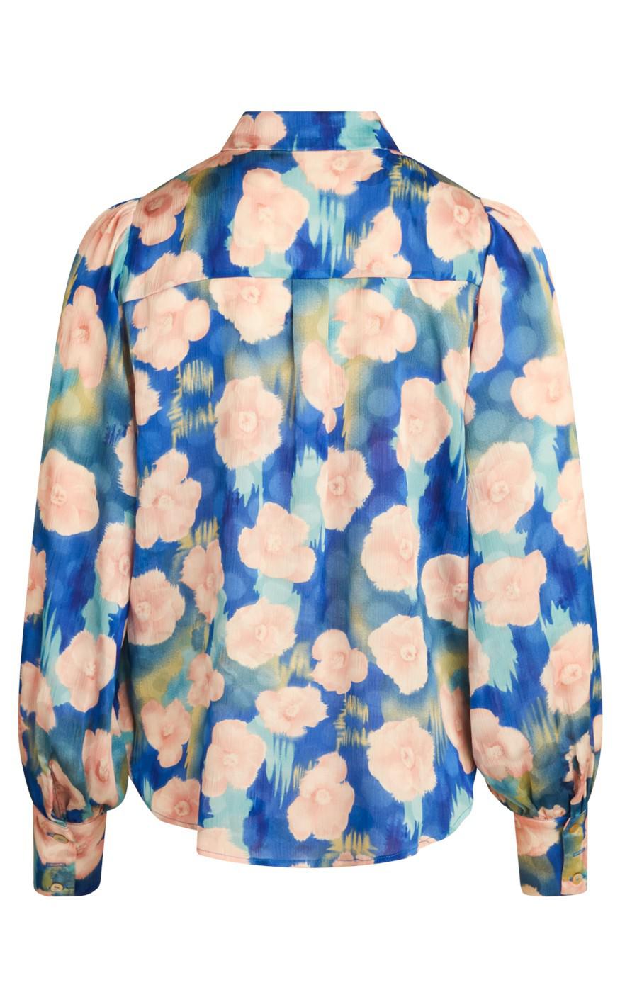 Love & Divine Bluse - Love562-3 - Blue/Rose Flower