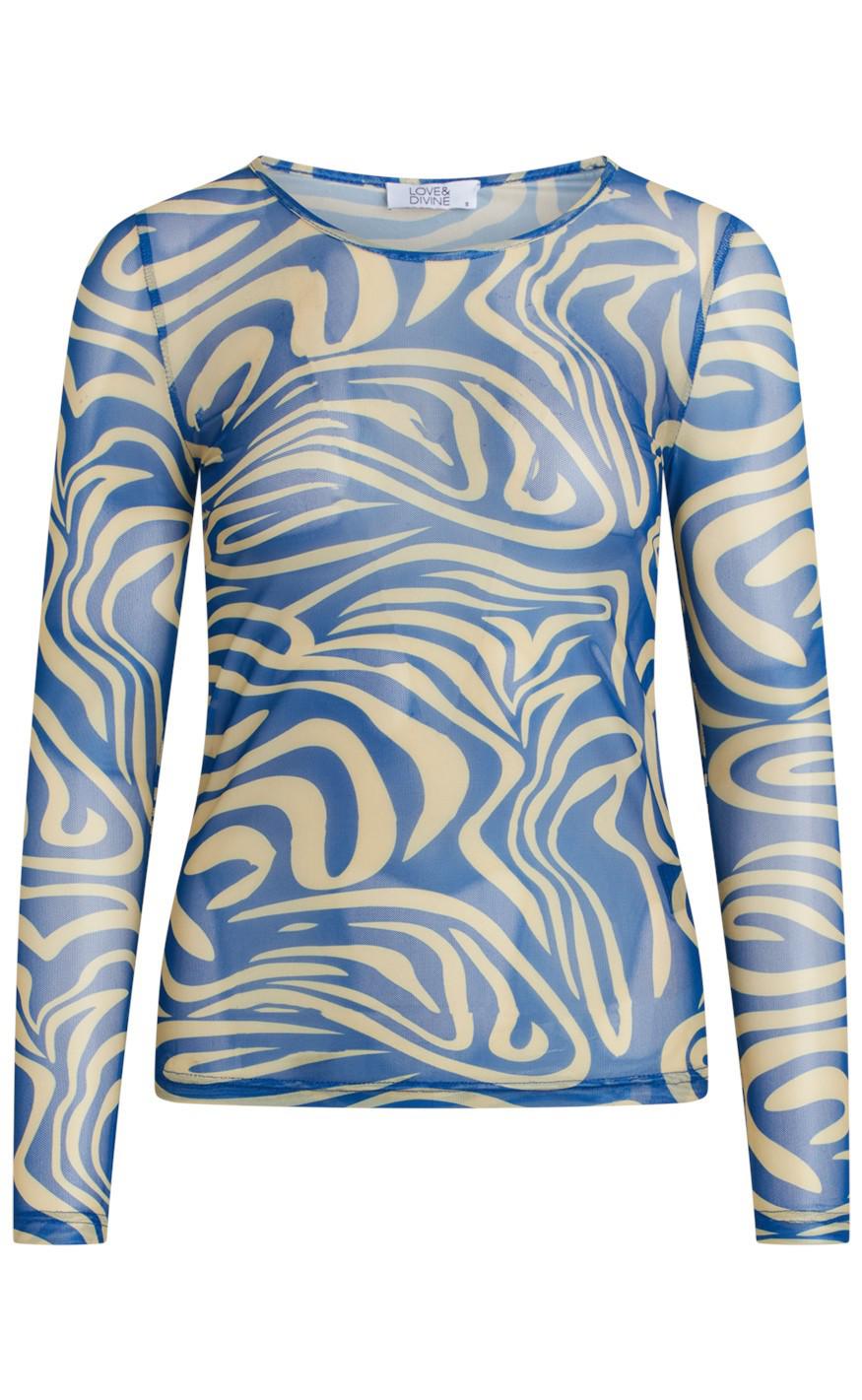 Love & Divine Bluse - Love660-1 - Bright Blue Graphic