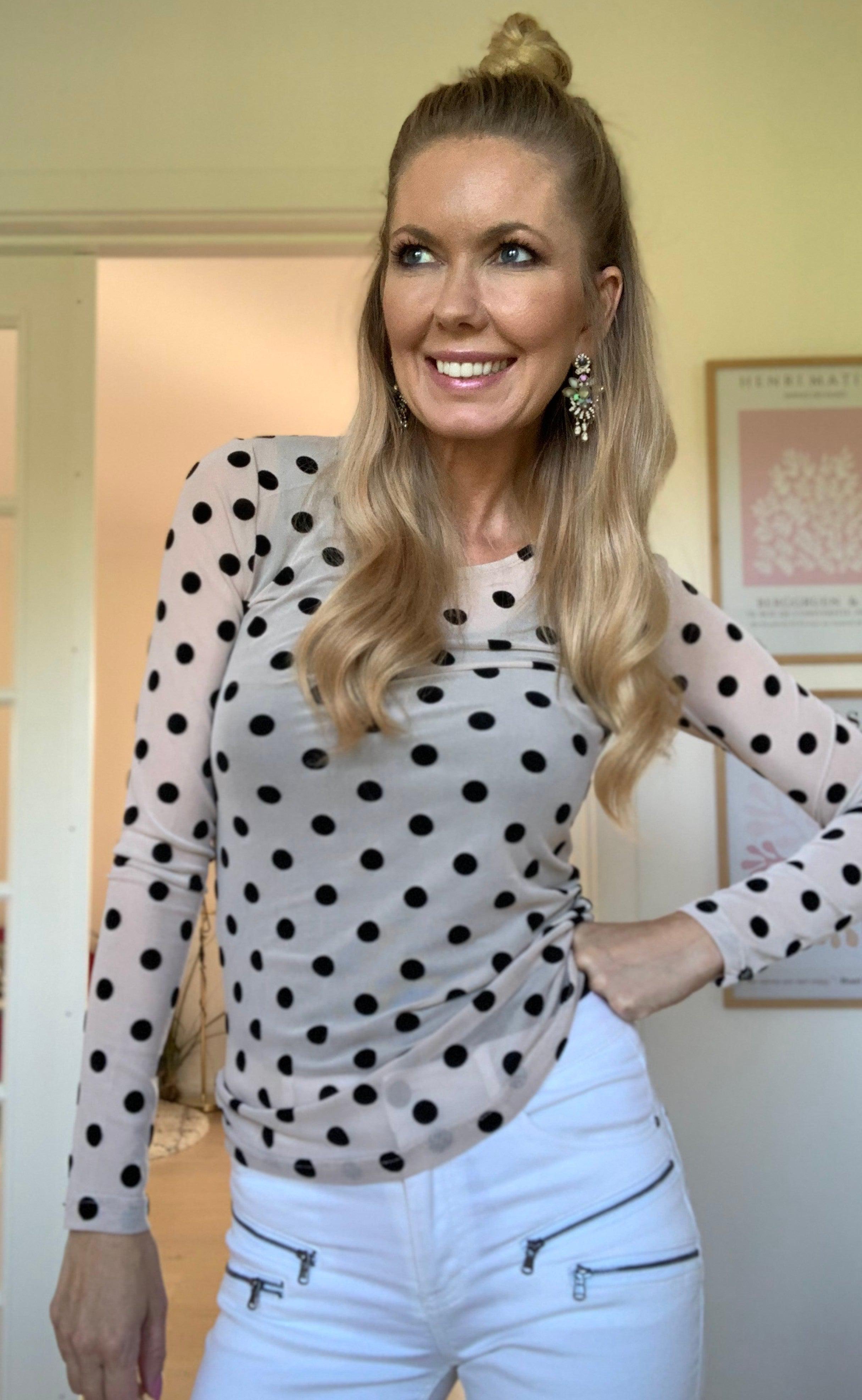 Love & Divine Bluse - Love660-5 - Dot Sand / Black
