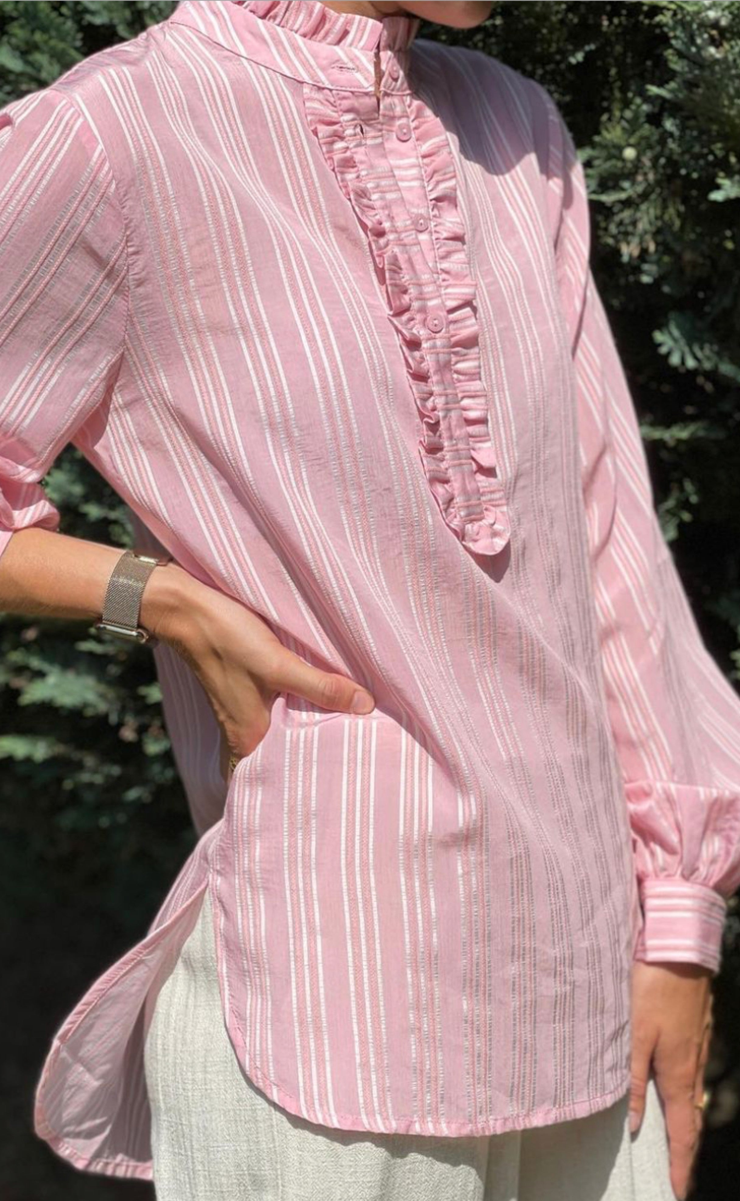 Love & Divine Bluse - Love663 - L. Pink / White