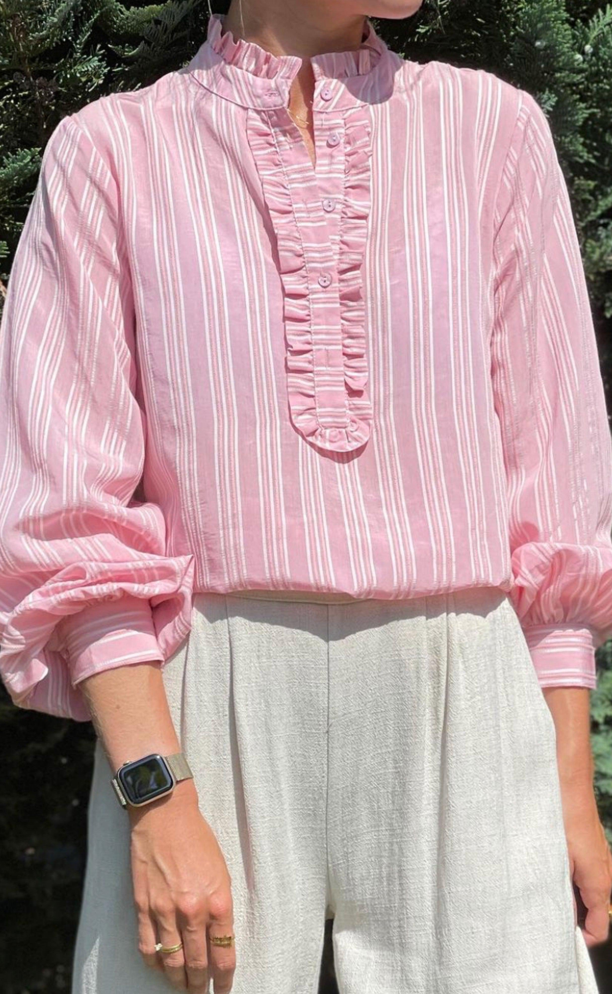 Love & Divine Bluse - Love663 - L. Pink / White