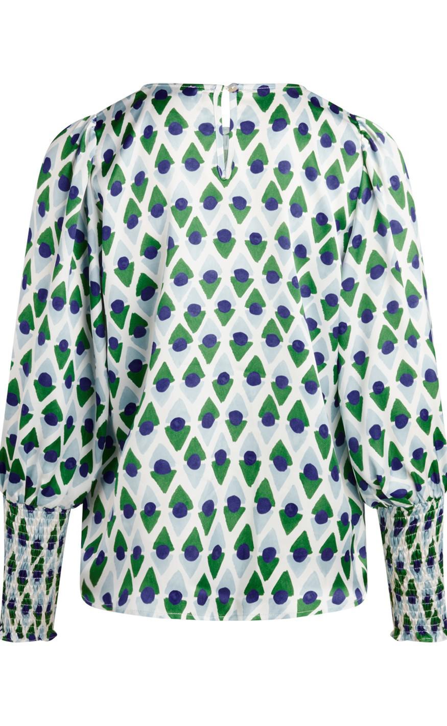 Love & Divine Bluse - Love738-3 - Blue/Green Graphic