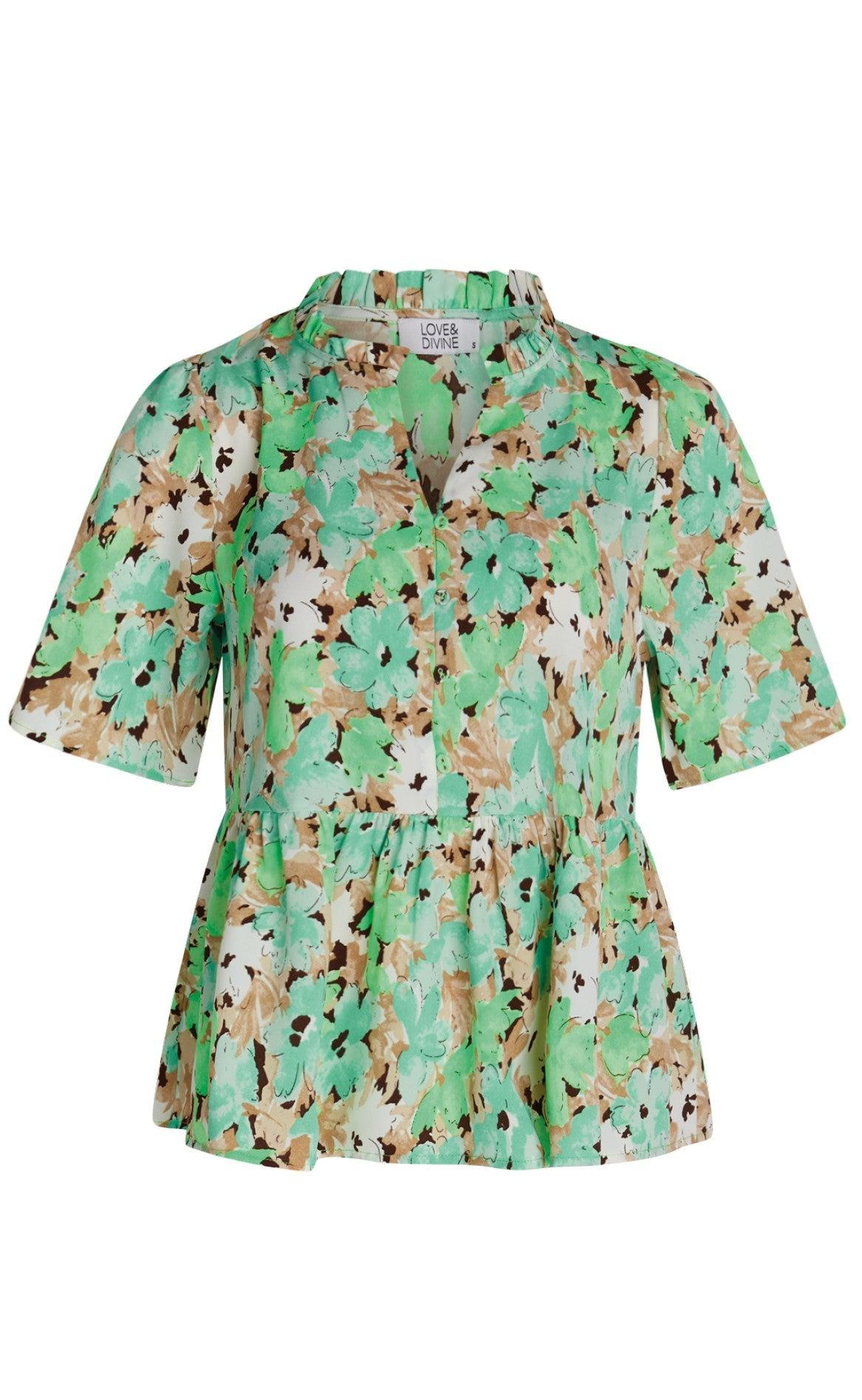 Love & Divine Bluse - Love749-2 - Green Flower