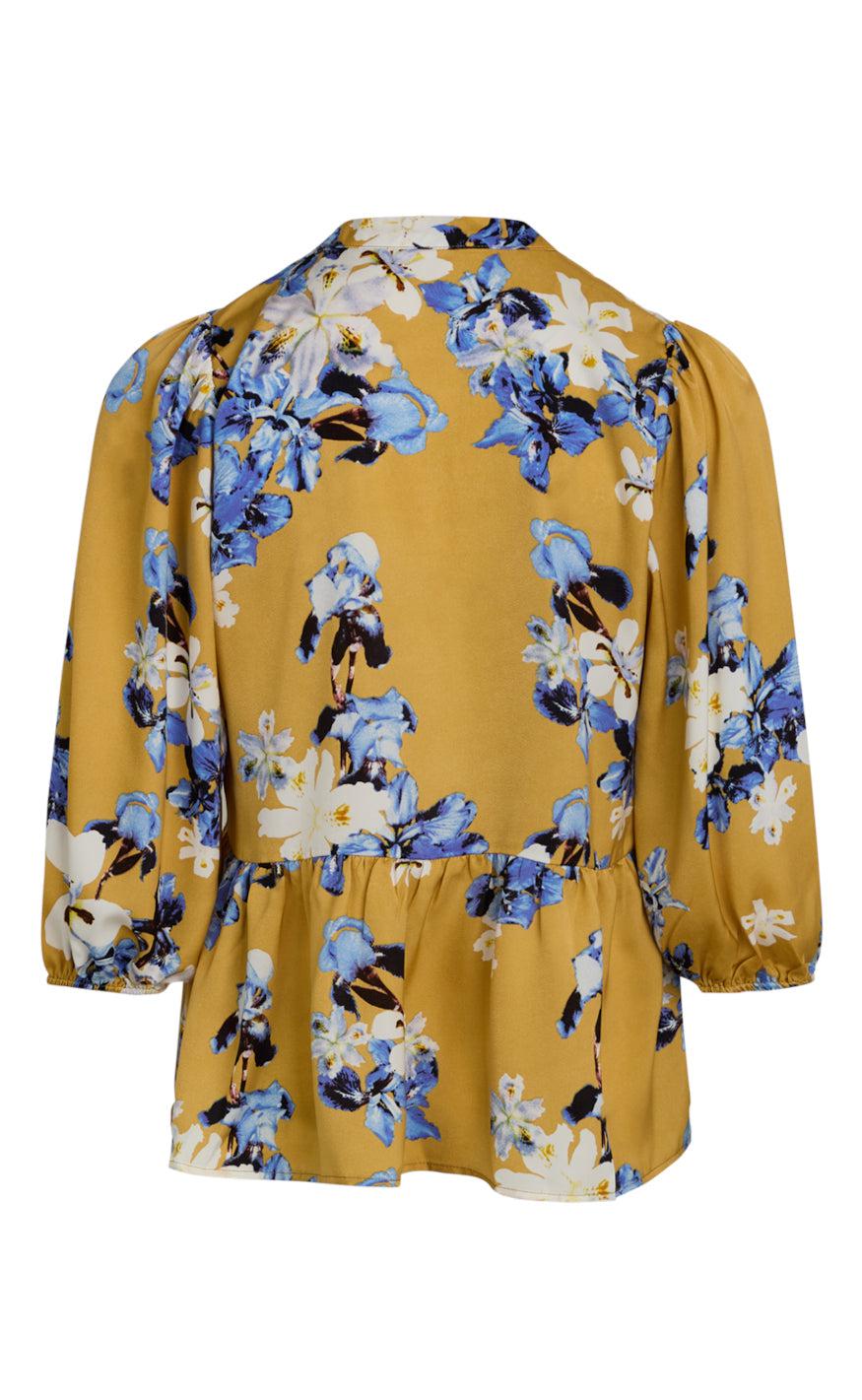 Love & Divine Bluse - Love916-1 - Golden/Blue Flower