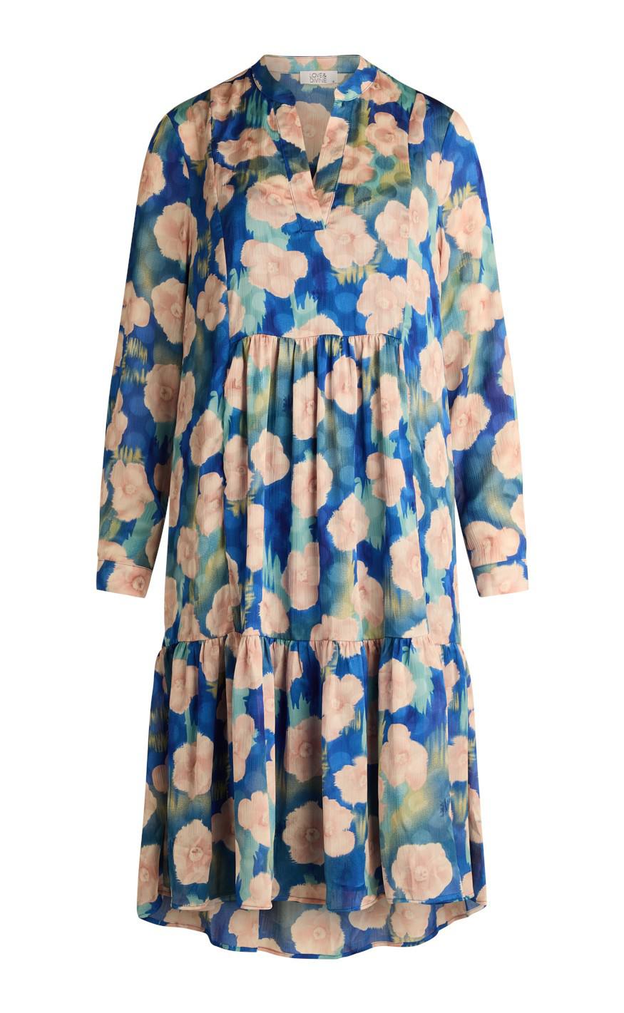 Love & Divine Kjole - Love346-24 - Blue/Rose Flower