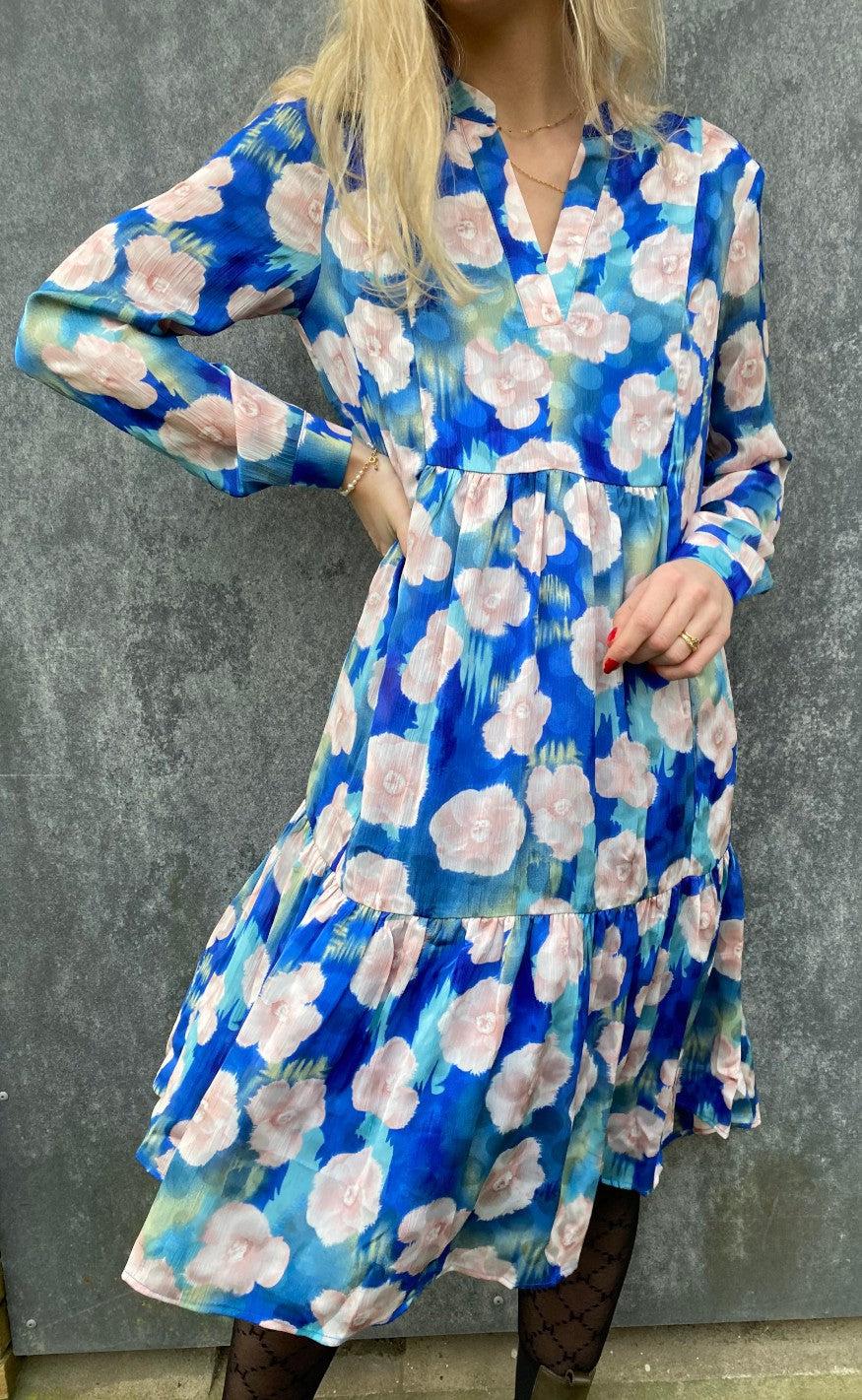 Love & Divine Kjole - Love346-24 - Blue/Rose Flower