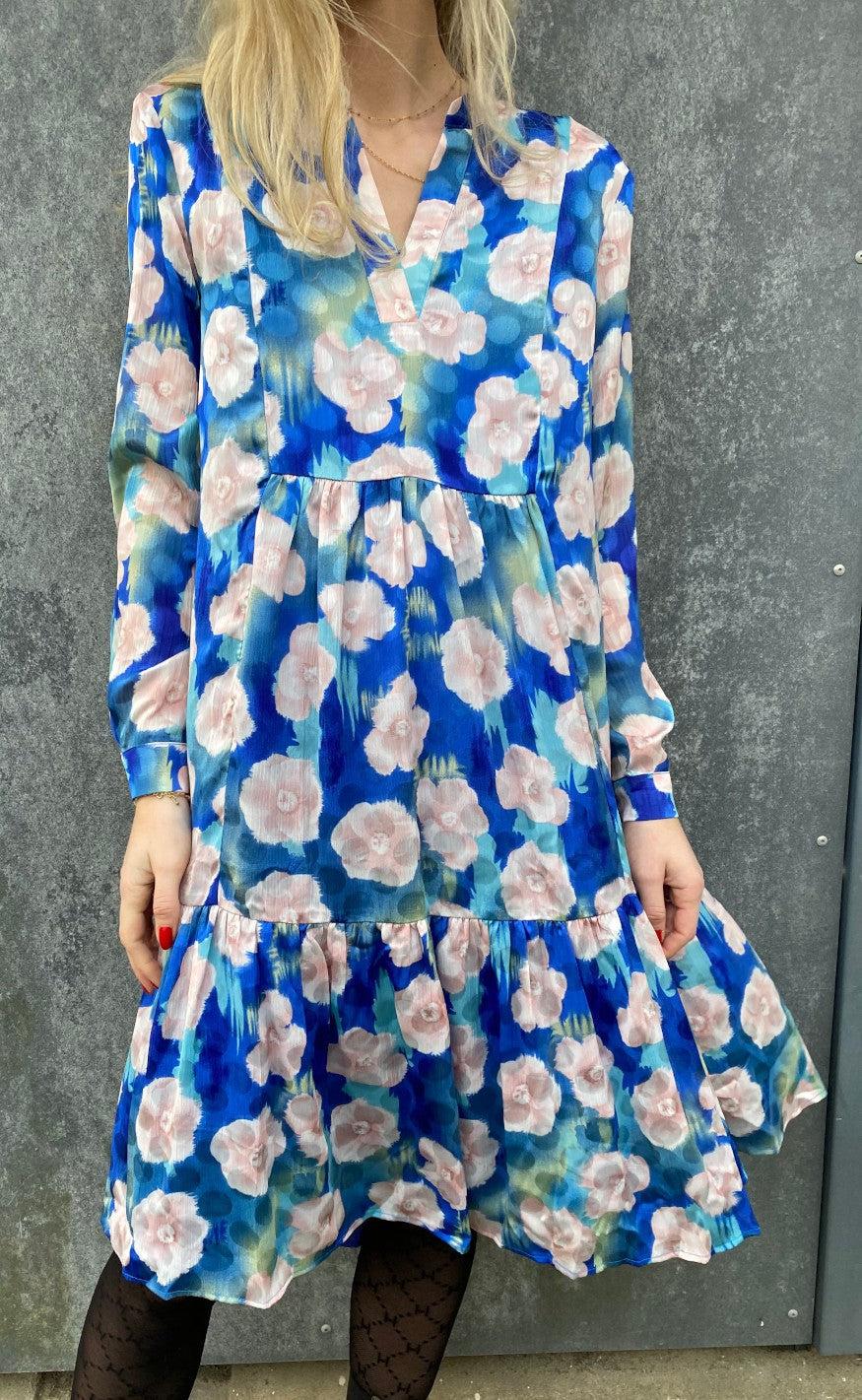 Love & Divine Kjole - Love346-24 - Blue/Rose Flower