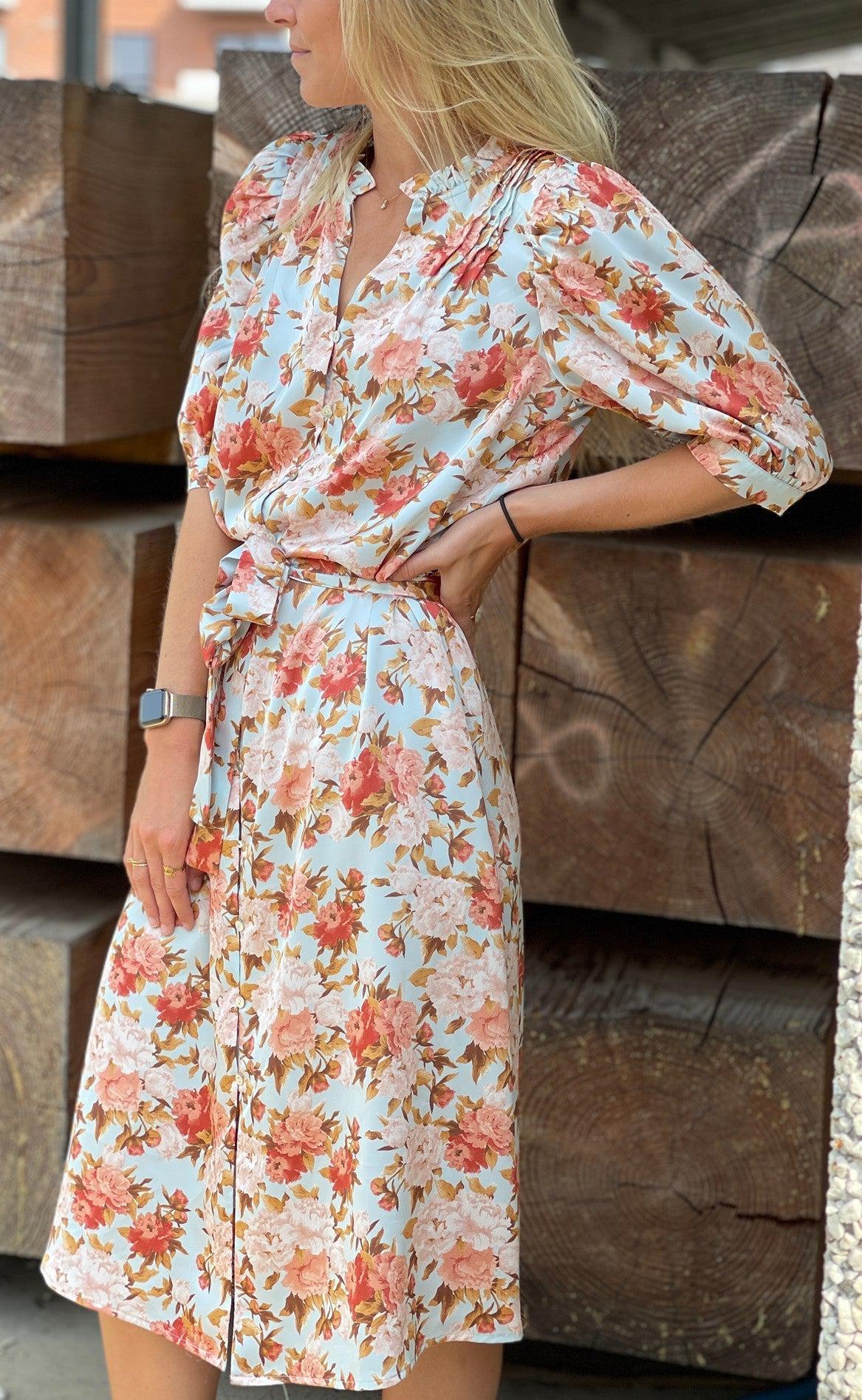 Love & Divine Kjole - Love627-1 - L. Blue/Flower