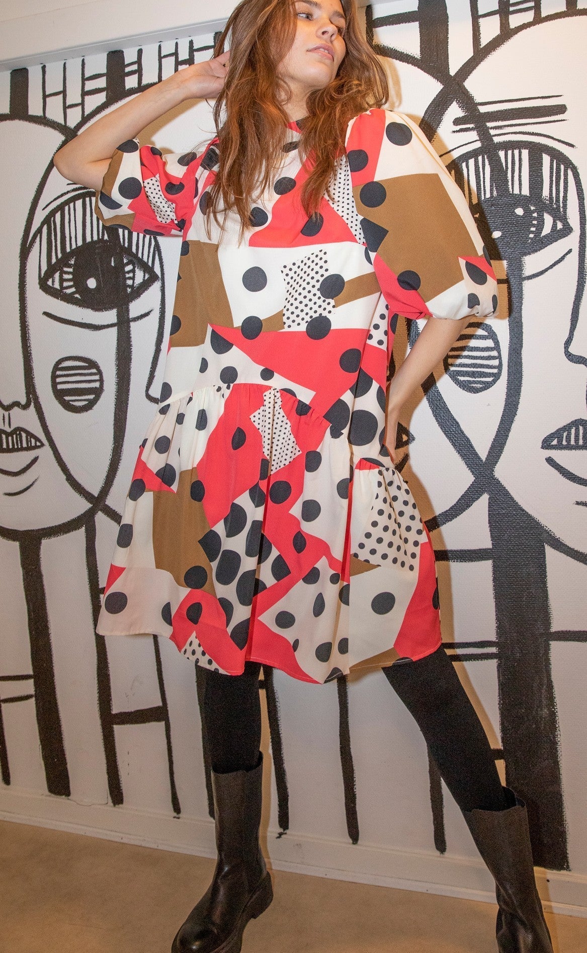 Love & Divine Kjole - Love682-1 - Pink / Graphic Mix