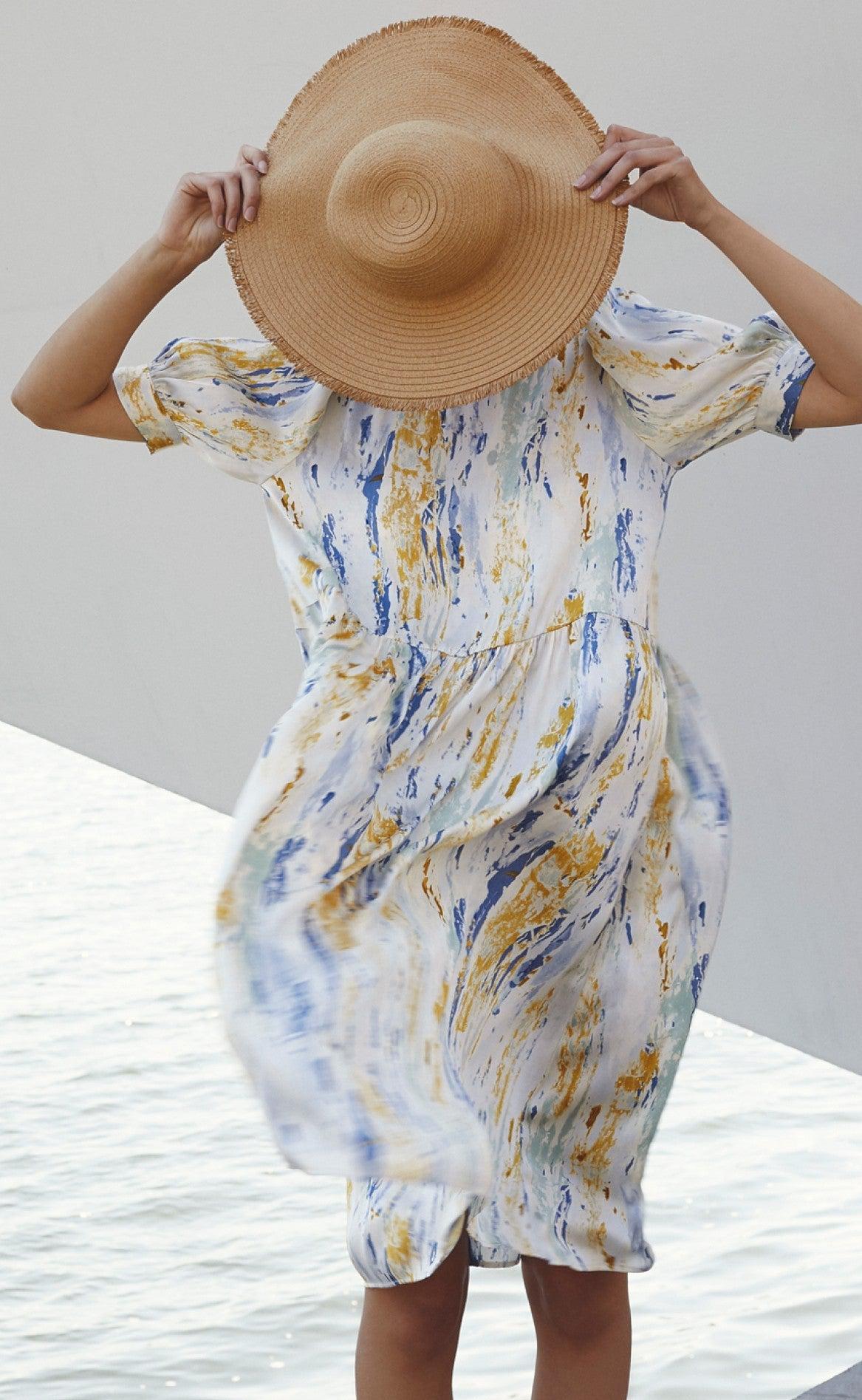 Love & Divine Kjole - Love684 - Graphic/Blue