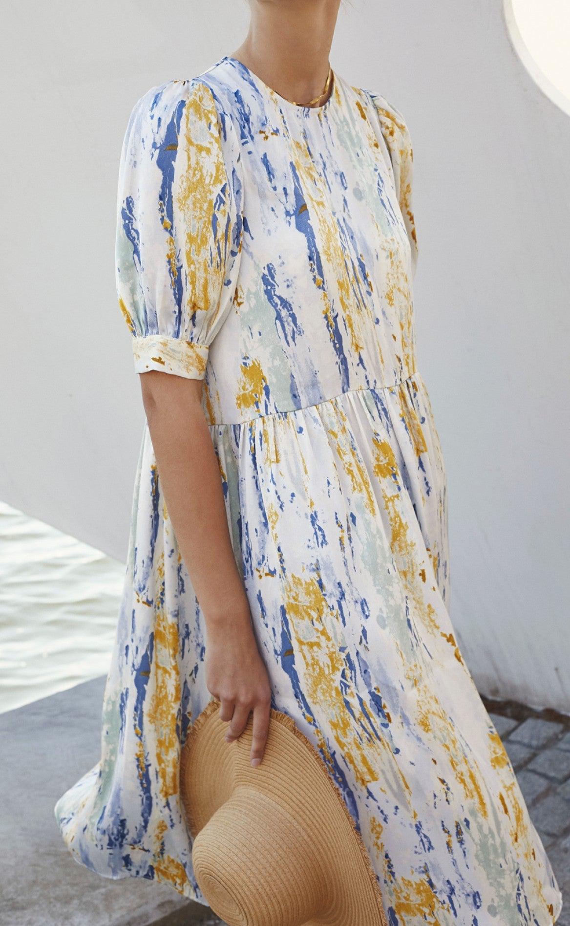 Love & Divine Kjole - Love684 - Graphic/Blue