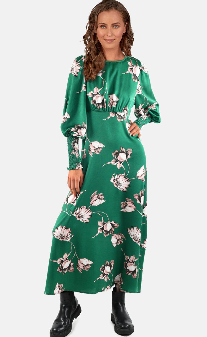 Love & Divine Kjole - Love737-8 - Green Flower