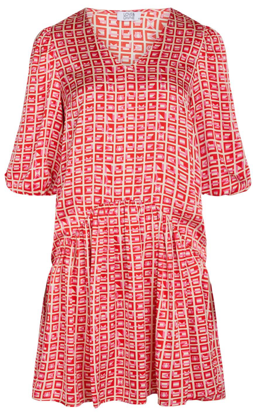 Love & Divine Kjole - Love811 - Pink/Red Graphic