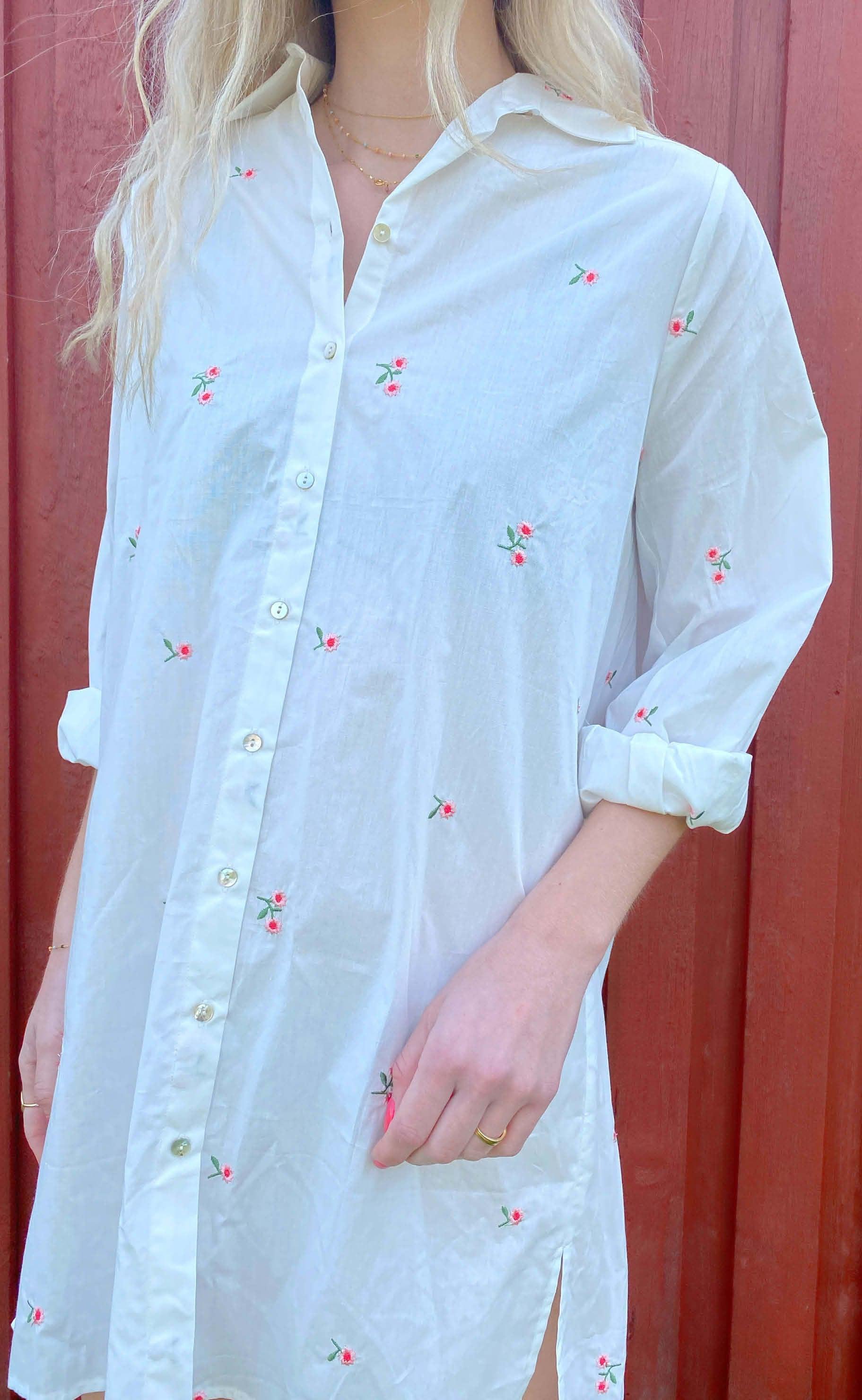 Love & Divine Skjorte - Love565-1 - White/ Rose Flower