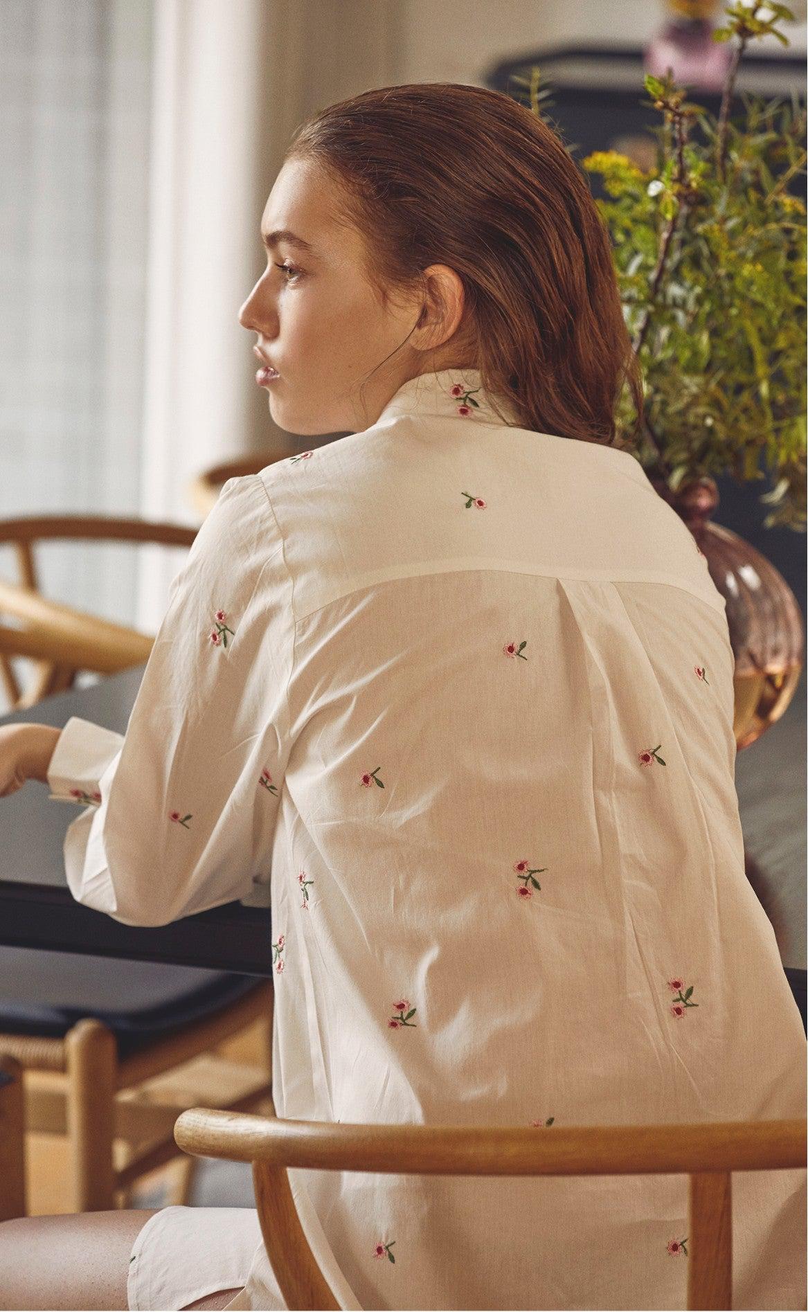 Love & Divine Skjorte - Love565-1 - White/ Rose Flower
