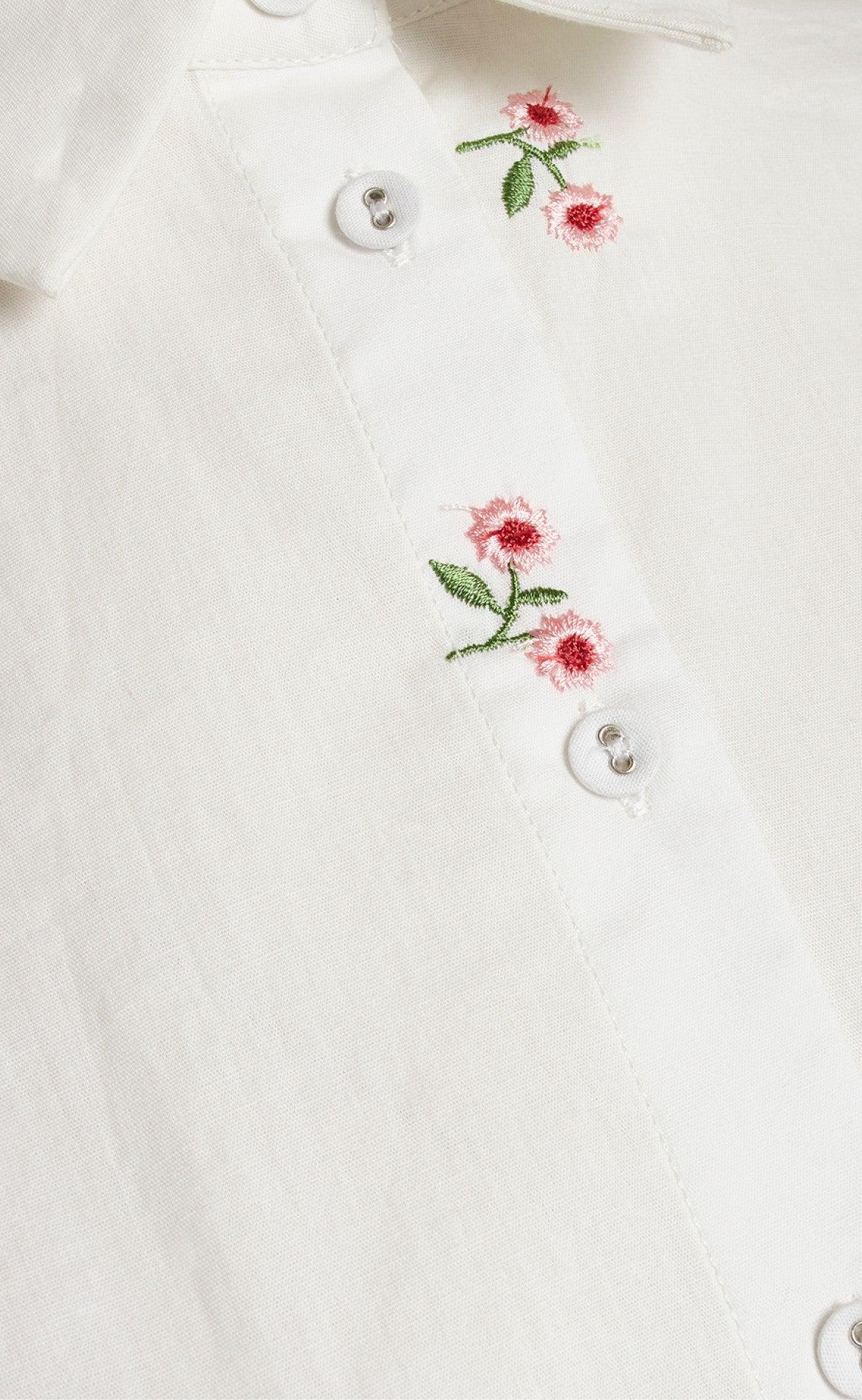 Love & Divine Skjorte - Love565-1 - White/ Rose Flower