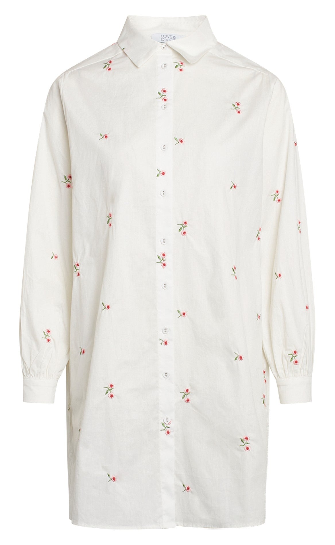 Love & Divine Skjorte - Love565-1 - White/ Rose Flower