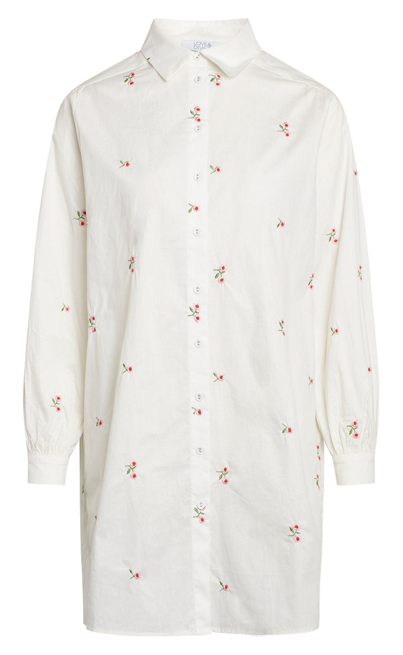 Love & Divine Skjorte - Love565-1 - White/ Rose Flower