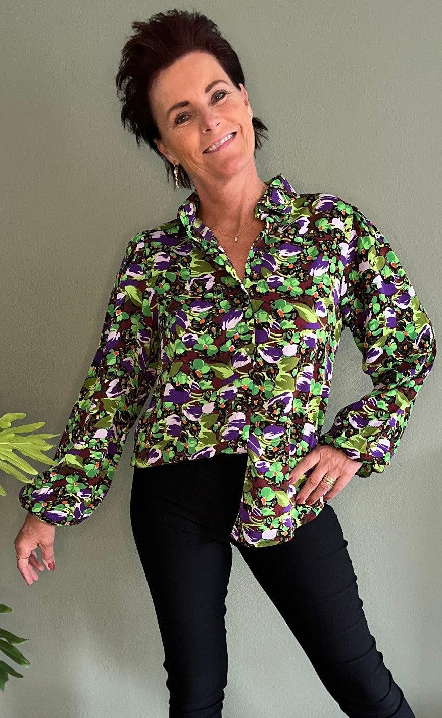 Love & Divine Skjorte - Love571-7 - Lime/Purple