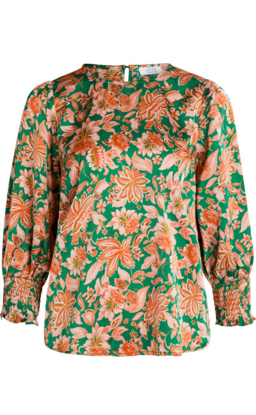 Love & Divine Skjorte - Love915-2 - Green Flower