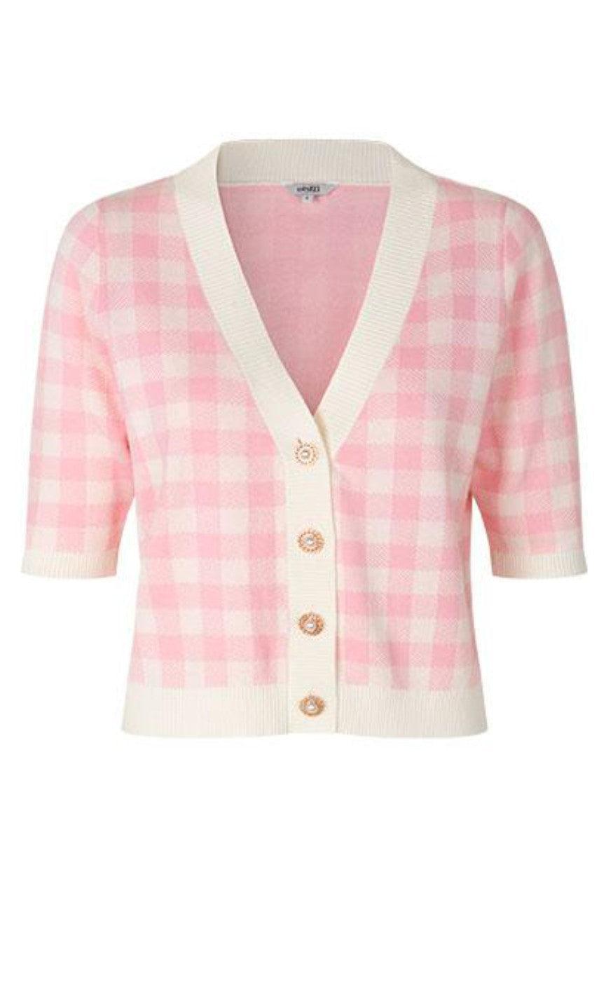 MbyM Cardigan - Cherith - Sugar Pink Check