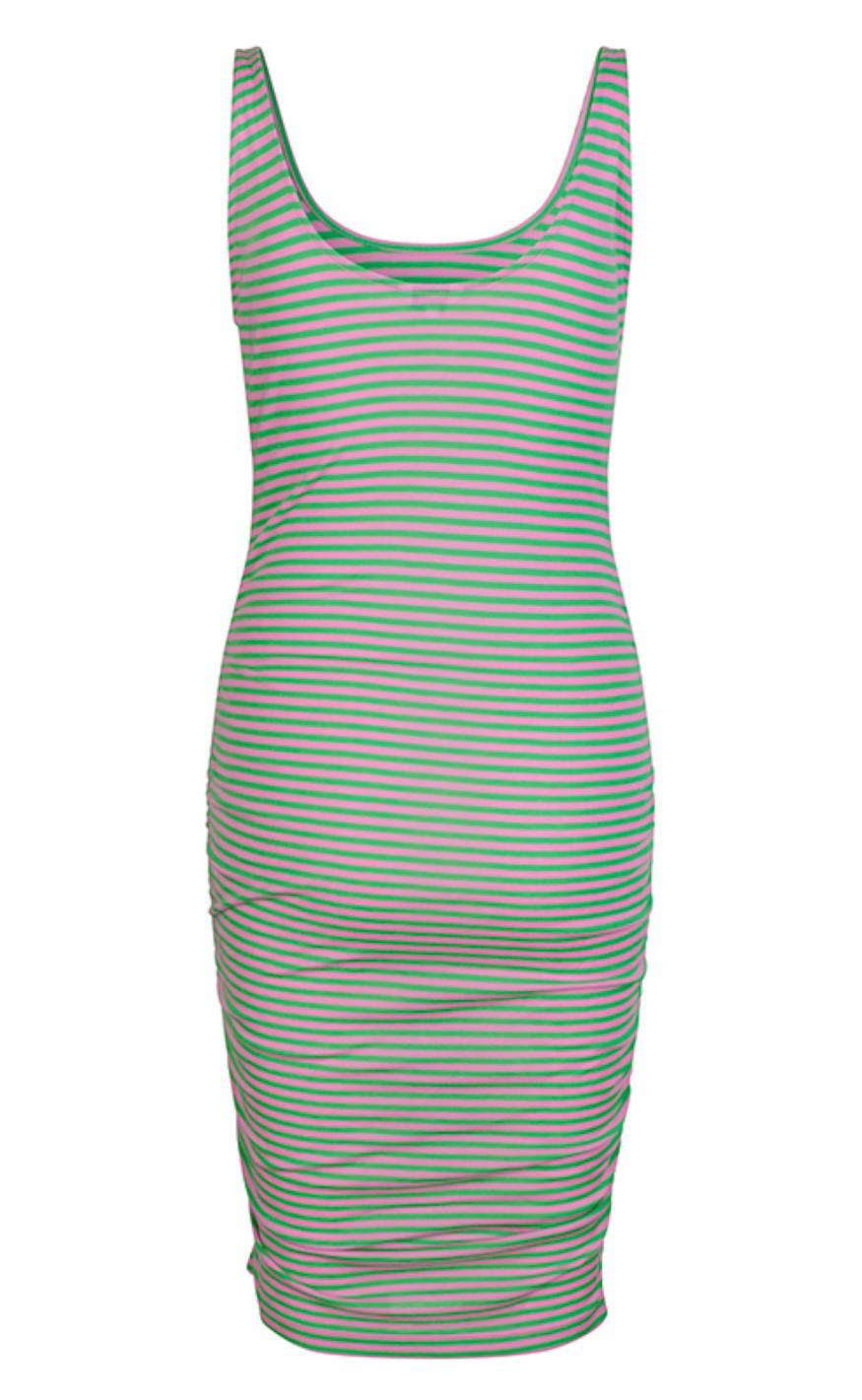 MbyM Kjole - Dovile - Bright Green Pink Stripe
