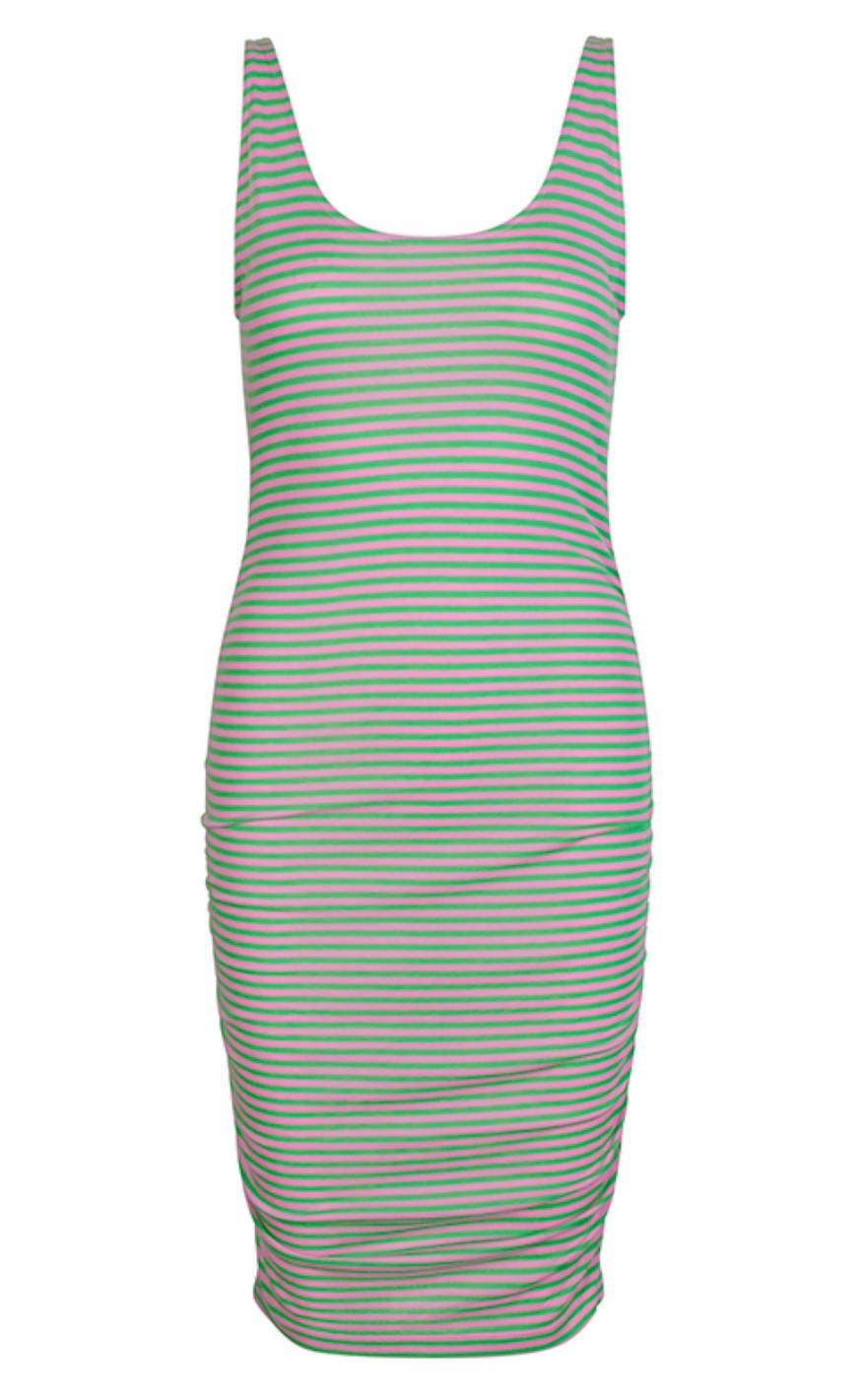 MbyM Kjole - Dovile - Bright Green Pink Stripe