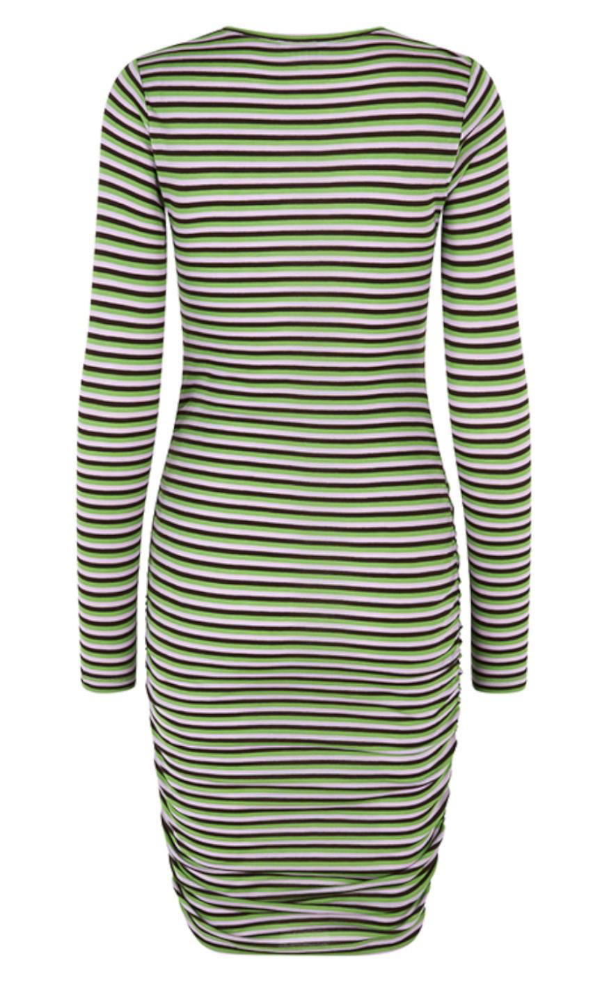 MbyM Kjole - Faustine - Coffee Kiwi Orchid Stripe
