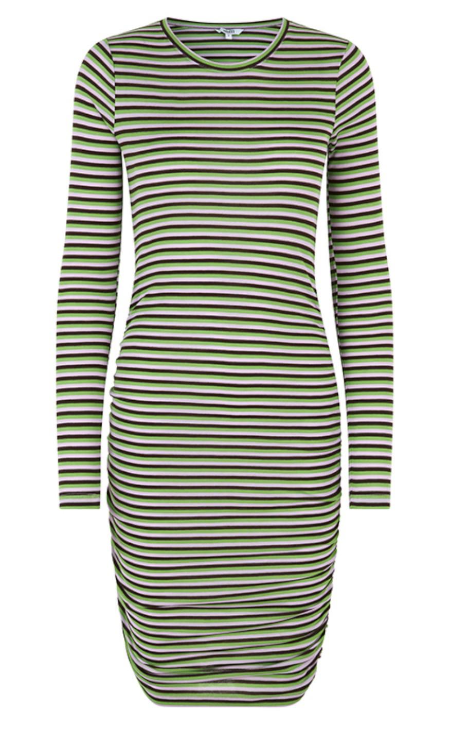 MbyM Kjole - Faustine - Coffee Kiwi Orchid Stripe