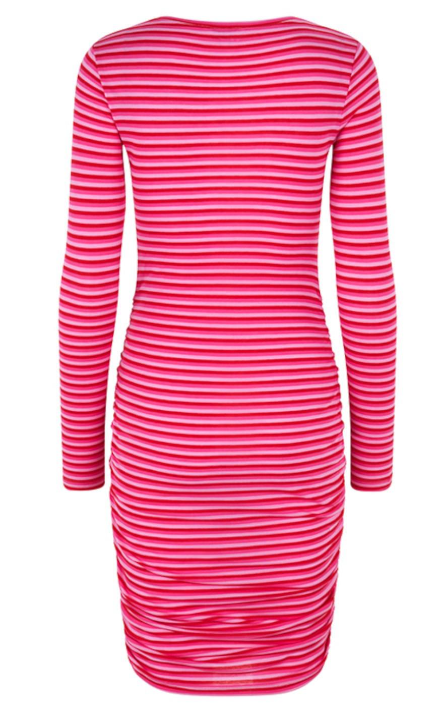 MbyM Kjole - Faustine - Fuchsia Fedora Red Stripe