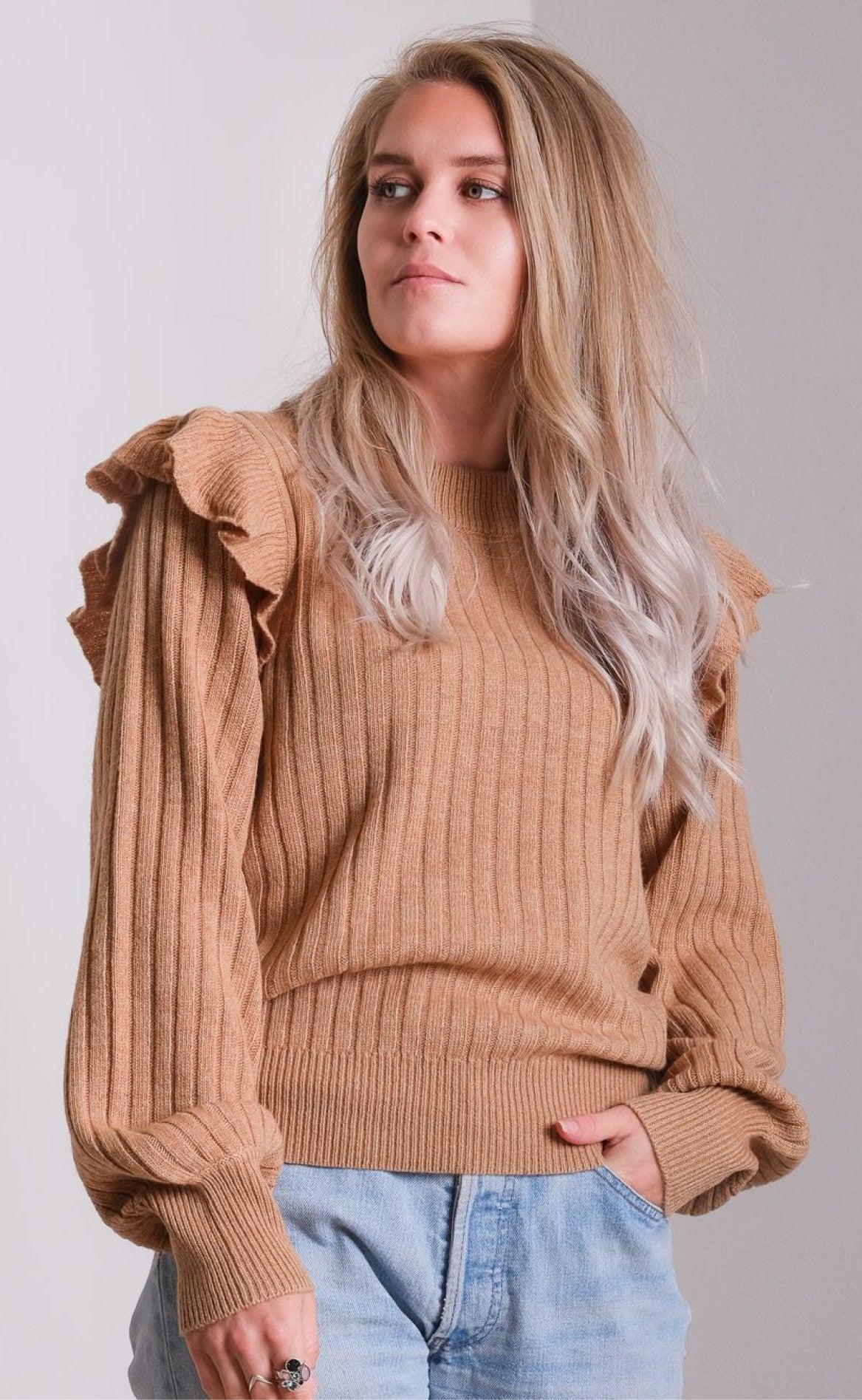 NEO NOIR Bluse - Wanda Knit - Brown Melange