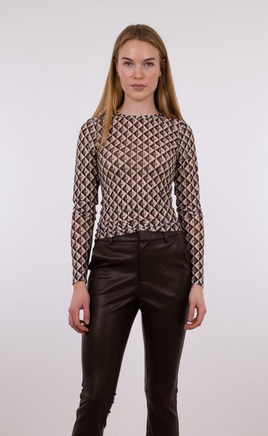 Neo Noir Blouse - Ella Triangle Lego Mesh - Mocca