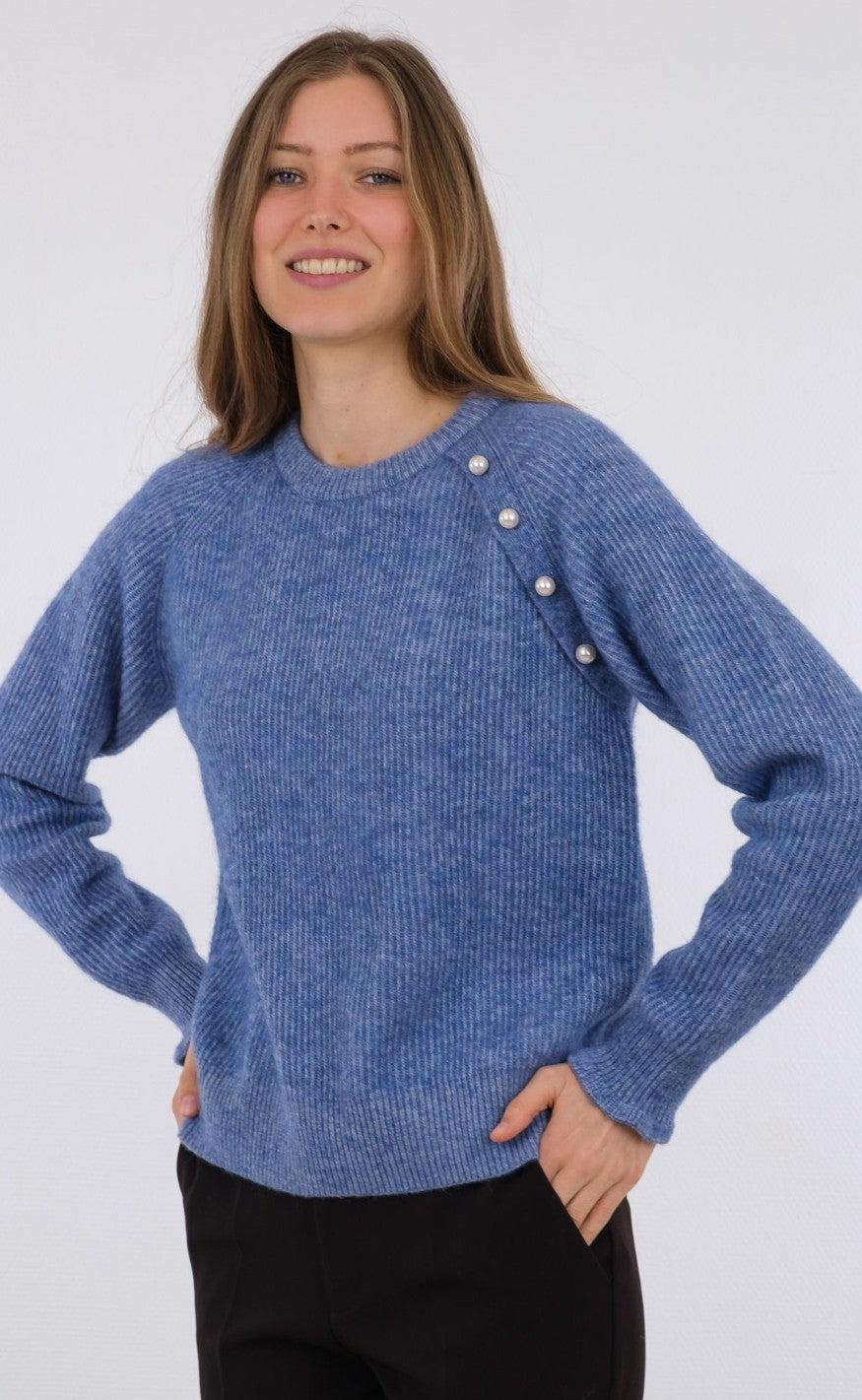 Neo Noir Bluse - Asli Knit - Blue Melange
